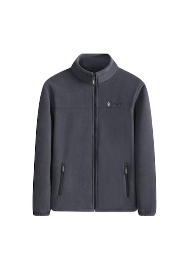 Edwardest Erkek Dört Cepli Dik Yakalı Polar Ceket Gri