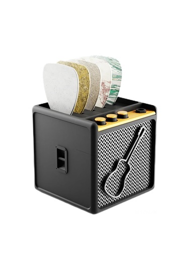 Dofolink Siyah Pla Gitar Pena Saklama Kutusu - Simülasyon Hoparlör Masaüstü Dekoratif Aksesuar Hediyelik