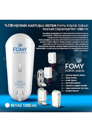 Fomy Köpük Sabun Gagalı Beyaz Dispenser 1000 Ml-80