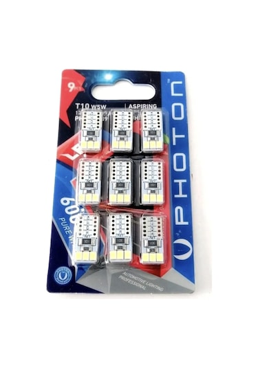 Photon T10 W5W 12V Dipsiz T10 Led Beyaz Işık 9'Lu Paket