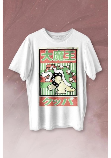 Super Mario Bowser Japanese Poster Baskılı Tişört Unisex T-shirt 001