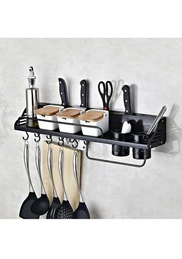 Dancemonkey Mutfak Duvara Monte Baharatlık Saklama Rafı Siyah , Pratik Tasarım Siyah