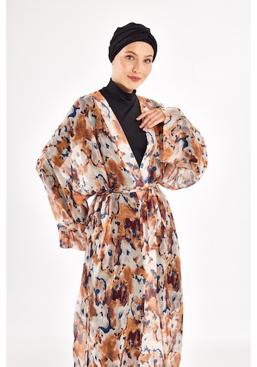 Adasea Uv Korumalı Mayo Üzerine Tek Pareo Kimono 1708 Bej Bej