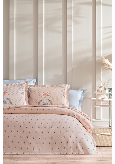 Puffy Alba Çift Kişilik Pike Takımı - Somon