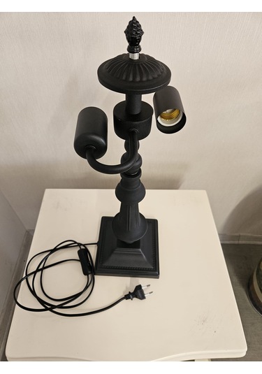 Yüceeller El Yapımı Vitray Retro Barok Abajur Masa Lambası Mavi