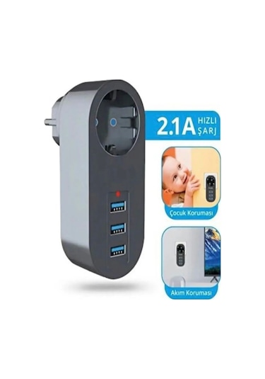 Ftr007 3'usb 1'soket Giriş 2500w 10a Termal Akım Korumalı Çoklayı