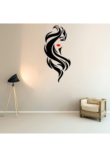 Uzun Saç Güzeli Kırmızı Dudaklar Duvar Çıkartmaları Pvc Oturma Odası Yatak Odası Veranda Dekorasyon Kendinden Yapışkanlı Boyama Şeffaf