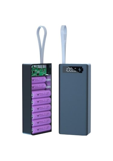 Tongxida Boğazköprü Dıy Lcd Ekran Powerbank Kutusu 16x18650 Pil Siyah Siyah