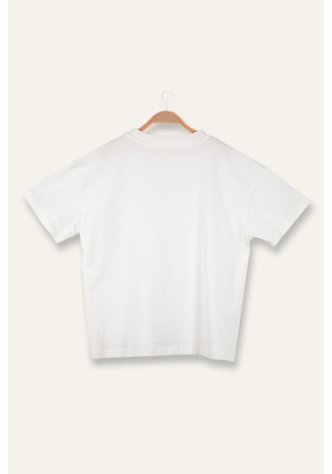 Unisex Çocuk Oversıze T-shirt - Ekru Ekru