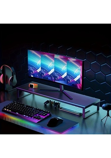 Xuweiwei 50.04cm Siyah Cok Fonksiyonlu Bilgisayar Masa Standi Genis Genisleme Platformu Metal Demir Braketi Ofis Ve Oyun Monitoru Icin