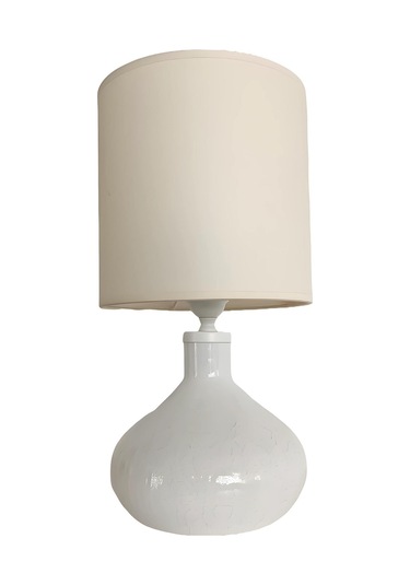 Katy Beyaz Eskitme Polyester Abajur Beyaz - Eskitme