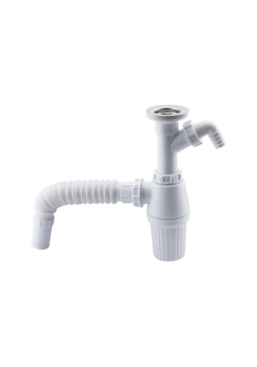 Pis Su Giderli Sökülebilir Tas'lı Çift Gider Sifon Körüklü Temizlenebilir Mutfak Banyo Lavabo Boru