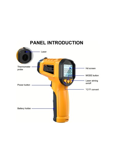 Boatshop1 Hytaıs Infrared Termometre Ts600 Yellow Hizli Okuma Temassiz Genis Sicaklik Araligi -50f 1112f Firin Ve Pisirme İcin