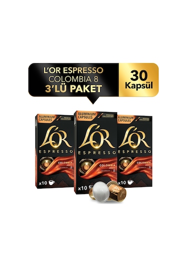 L'or Espresso Origin Colombia Fırsat Paketi 3 x 10 Kapsül