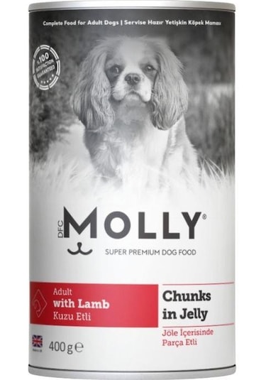 Molly Jöle İçinde Parça Kuzu Etli Yetişkin Köpek Konservesi 400 Gr