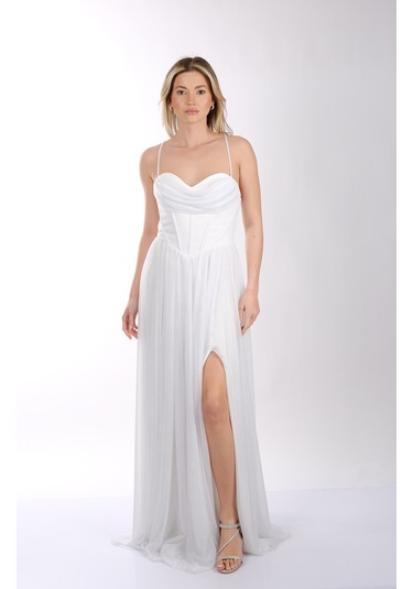 Abiye Elbise Dori 00kb5108 Beyaz