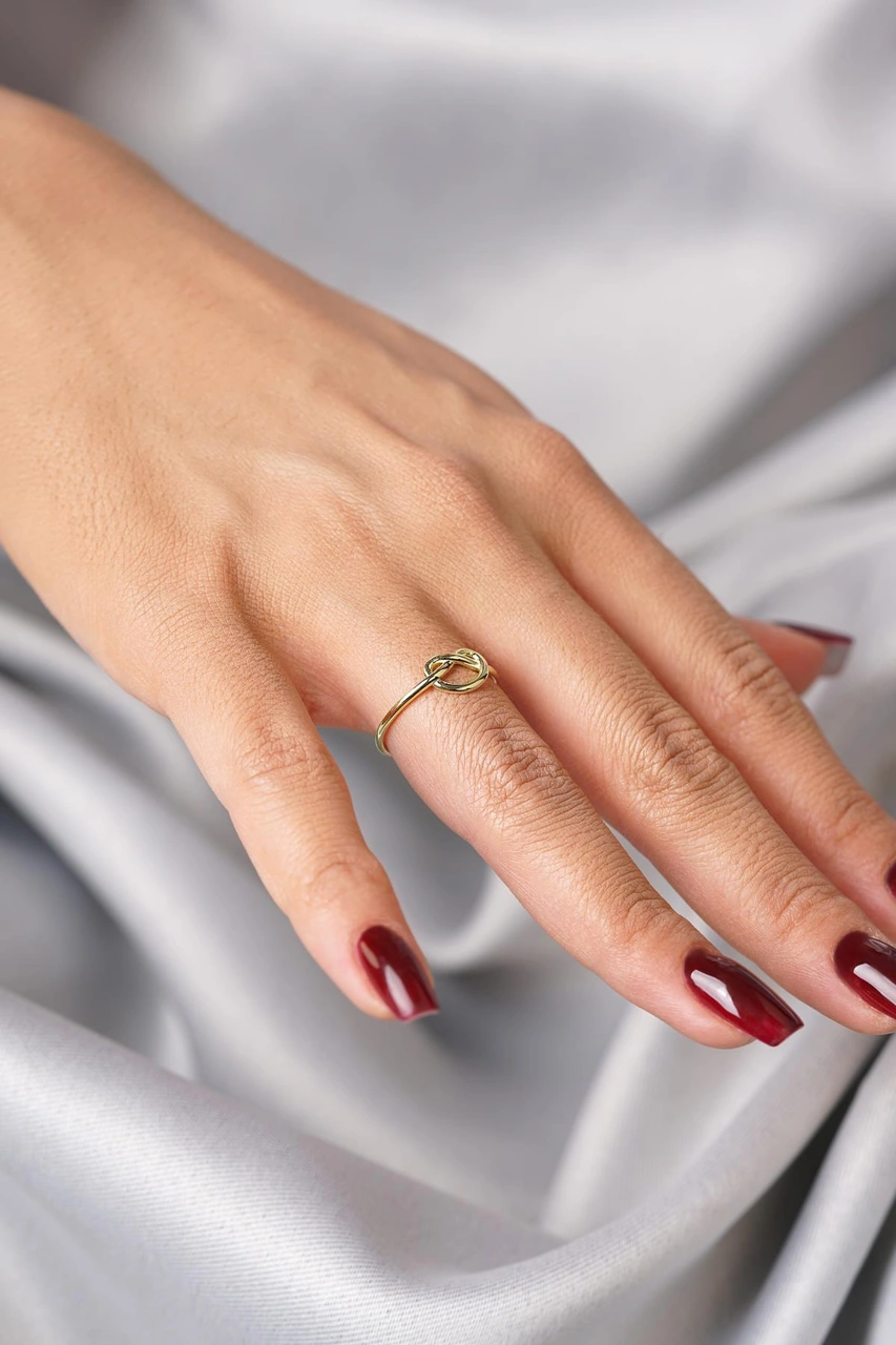 14 Ayar Altın Geniş Düğüm Yüzük Yzk6757 Beyaz Altın