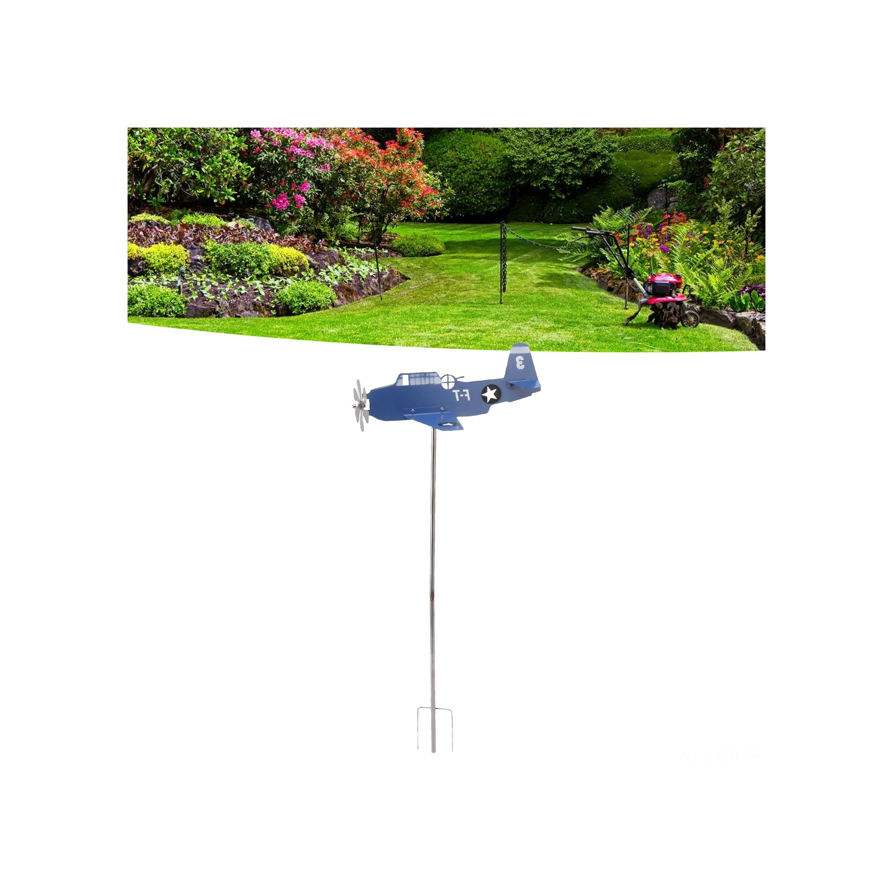Geeroyoo Mavi Uçak Rüzgar Yön Göstergesi - Demir Ve Paslanmaz Çelik Bahçe, Teras, Çatı Dekorasyonu Hediyelik