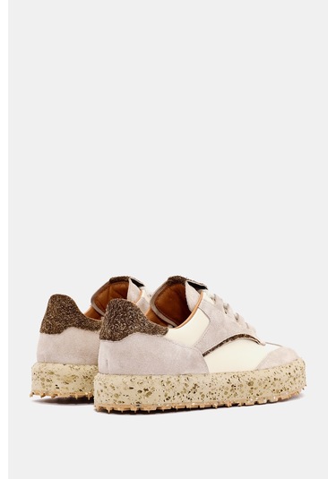 Rayn Kadın Bej Yeşil Gerçek Deri Sneaker Bej - Yeşil