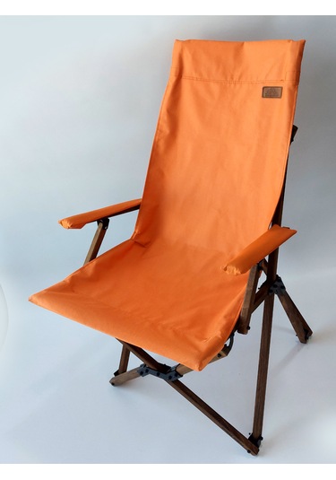 Joyfull  Turtle Ahşap Kollu Katlanır Sandalye - Kılıf - Çanta - Turuncu