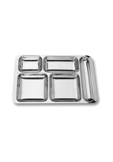 24 Parça Piknik Kahvaltılık Çelik Tabildot Set 6 Adet Tabldot,6 Adet Bardak,6 Adet Çatal, Kaşık gümüş