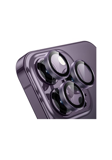 Yaozixa İphone 14 Pro/promax Mavi Safir Gözü Lens Koruyucu, Konumlandırıcı Yardımıyla Mor Renkli Kamerayı Korumak İçin Gümüş