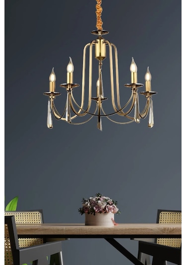 Burenze Luxury Modern Kontes Exclusive Sarkıt Countess Avize 5'li Eskitme Bronz -burenze0199 Eskitme