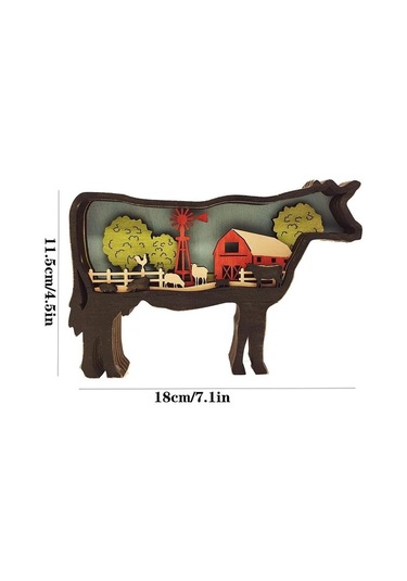 Goldenqian 3d Hayvan Dekoru Süs Led Gece Lambası - Ahşap Çok Katmanlı Oyma Hayvan Görünümü Yatak Odası Masası Için Dekoratif Gece Lambası Elk Versiyonu 6677rz Siyah