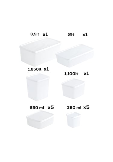 Porsima Çok Amaçlı -20 C Derin Dondurucu Saklama Kabı Seti 14'lü Set Beyaz
