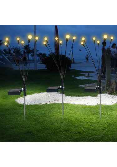 Geeksen Güneş Enerjili Ateşböceği Bahçe Yol Işıkları Su Geçirmez Açık Hava Dekoratif Gece Lambaları Çok Renkli