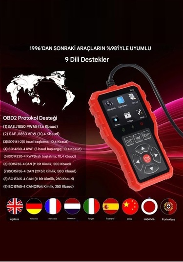 Full Obd2 Eobd Araç Teşhis Kodu Okuyucu , Obd Hata Silici