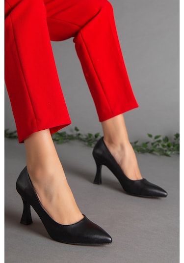 Cilt İnce Topuk Siyah Kadın Stiletto-2103-SIYAH