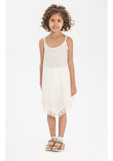 Çağla Şile Bezi Kız Çocuk Elbise Krem Krm