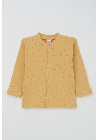 Breeze Erkek Bebek Pijama Takımı Mini Geometrik Şekiller 4 Ay-1 Yaş, Hardal Sarı Hardal Sarı