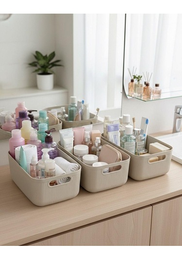 Okyanus Home Linea Smart Box Bej 3'lü Set 2400 Ml Bej