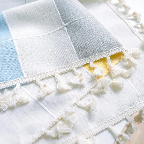 Klasik Ekose Dekoratif Keten Masa Örtüsü İle Püskül Su Geçirmez Yağ Geçirmez Dikdörtgen Düğün Yemek Masası Kapak Çay Masa Örtüsü Masa Örtüleri 115 X 145