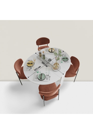 Pratik Katlanır Mutfak Yemek Çalışma Masası - 6 Kişilik-%100 Mdf