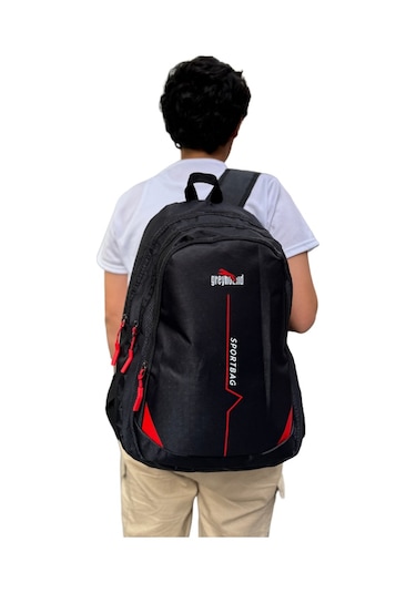 Relaxion Su Geçirmez Kumaş Geniş İç Hacimli Okul Seyahat Sırt Çantası 800 Kirmizi