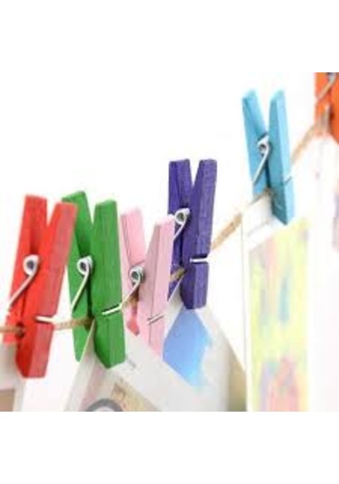 Dekoratif Süsleme Renkli Minik Ahşap Mandal 10+