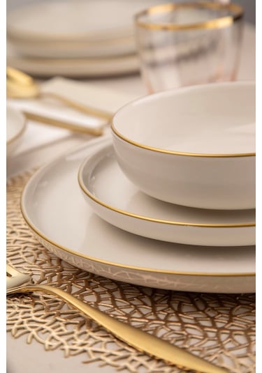Kütahya Porselen Moderna Yemek Takımı Altın File 24 parça 6 Kişilik