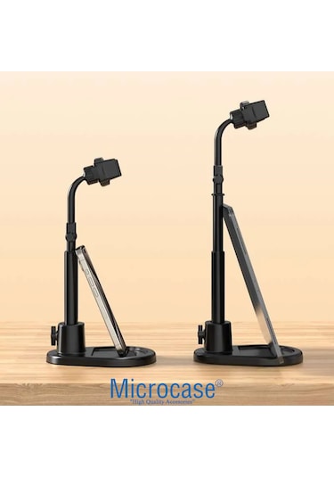 Microcase Zr895 Yükseklik Ayarlı Ayarlanabilir Teleskopik Masaüstü Telefon Tutucu - Al5068 Siyah