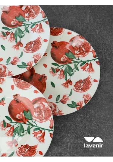 Lavenir 4 Kişilik 18 Cm Restoran Porseleni Desenli Tatlı Tabağı Seti 437061391 Beyaz