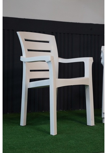 Alezy Didim İstiflenebilir Bahçe Balkon Koltuk Sandalye 4 Adet Beyaz