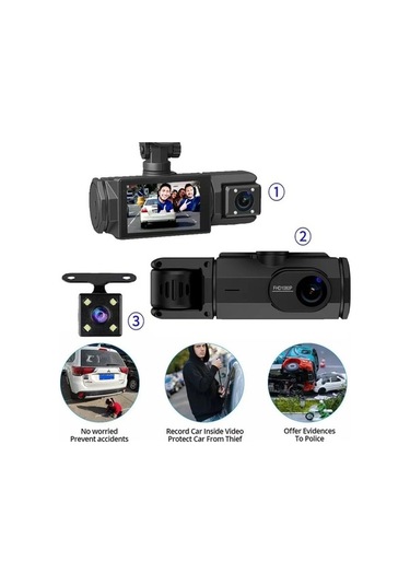 Pazly 1080p Yüksek Çözünürlüklü Gece Görüş Üçlü Kayıt Üç Lensli Wifi Kamera