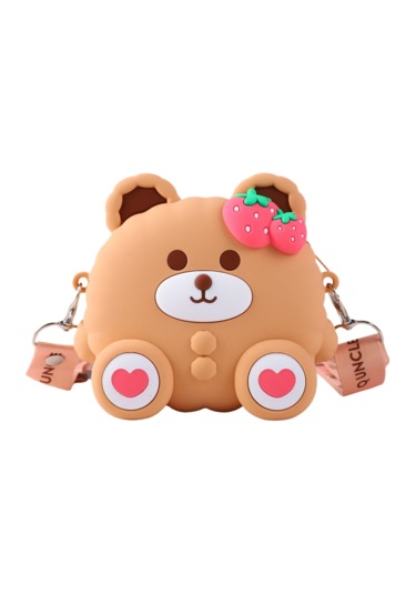 Cartoon Bear Silikon Çanta-kahverengi Kahverengi