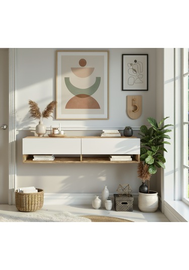 Robin Home Lia Dresuar Duvara Monte Antre Hol 140cm Çam- Beyaz Beyaz