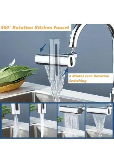 4 Fonksiyonlu Dönen Musluk Başı - Akıllı Musluk 4 Fonksiyonlu Gümüş