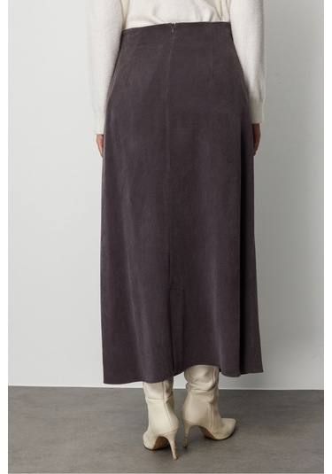 Mizalle A Kesim Cupro Siyah Maksi Etek Siyah