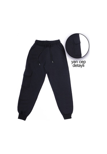 Çocuk Unisex Okul Eşofman Alti Komando Cepli C10 Siyah