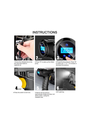 Teltree El Tutan Kablosuz Hava Kompresörü - Araç Lastikleri İçin Sıcaklık Gösteren Hızlı Şişirici